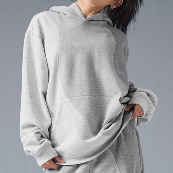Alo Yoga Make Waves Hoodie Athletic Heather Grey Tonal XXS